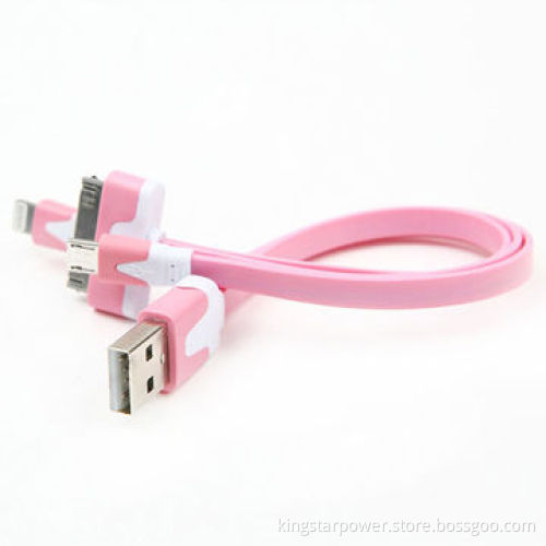 3-in-1 Noodle USB Data Cable (with 30pin 8pin Micro Interface)